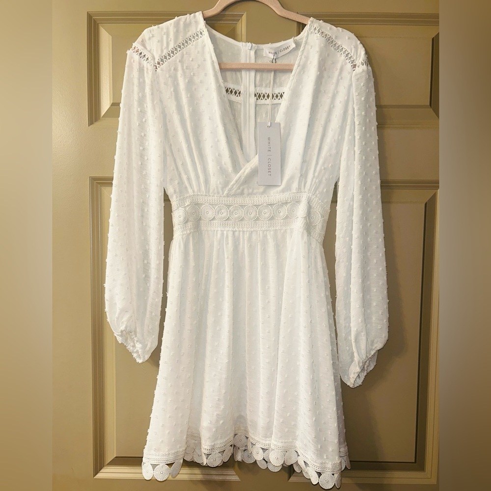 WHITE CLOSET white lace dress size 8 NEW with tag!